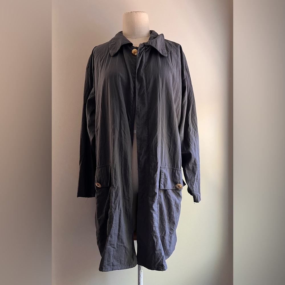 Nina Ricci Evolution grey lightweight trench coat zip up sz small
